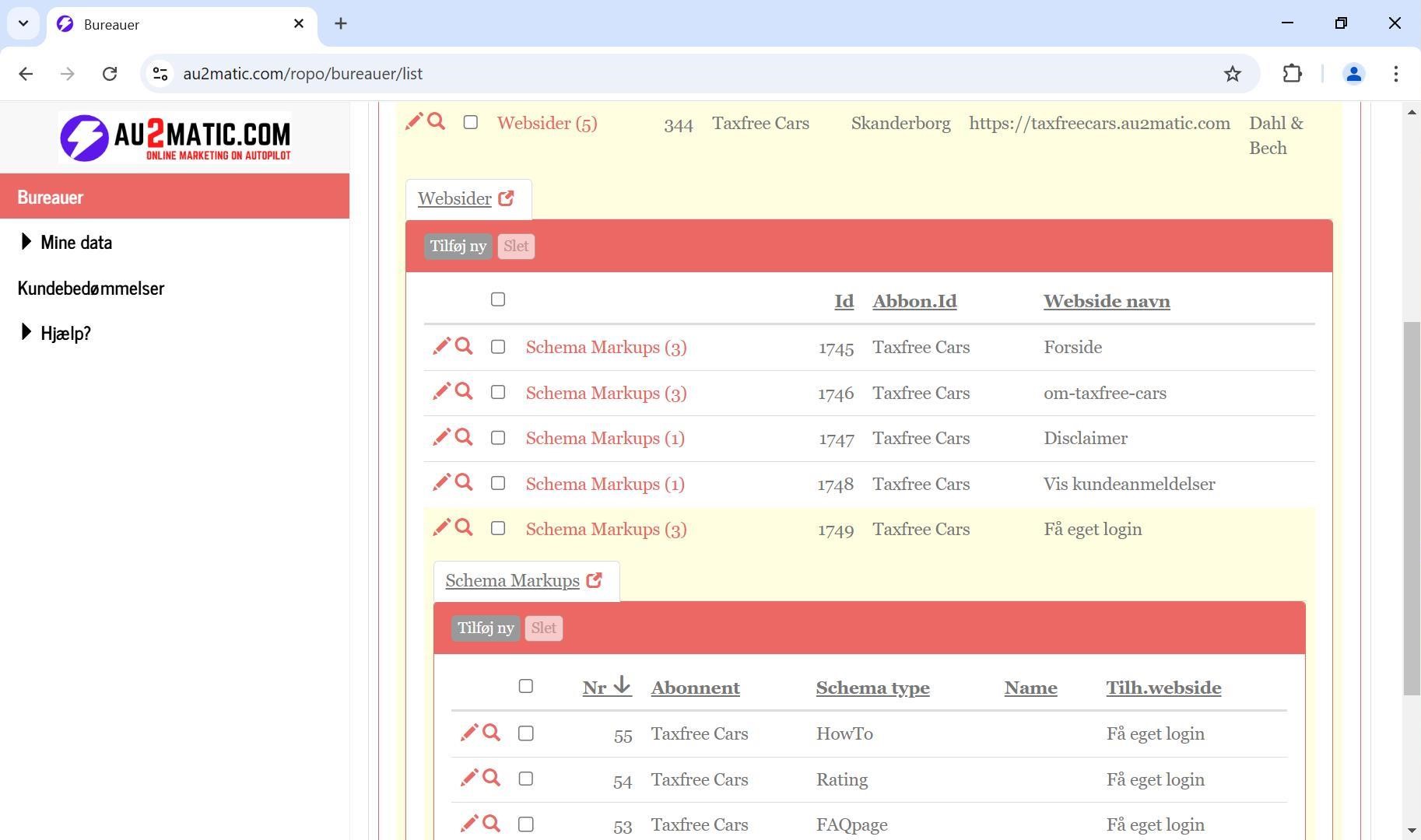 au2matic-dashboard-kunde-websider-schema-markups